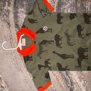 Moncler Kids Green and Orange Polo Shirt